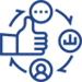 Icon thumbs up with a cycle flow chart