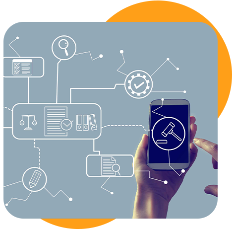 Person holding a phone looking at analytics