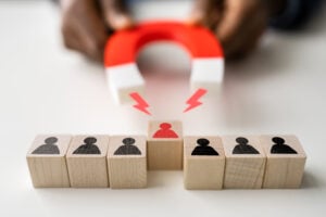 Business Lead And Customer Generation Magnet Pulling Figures,