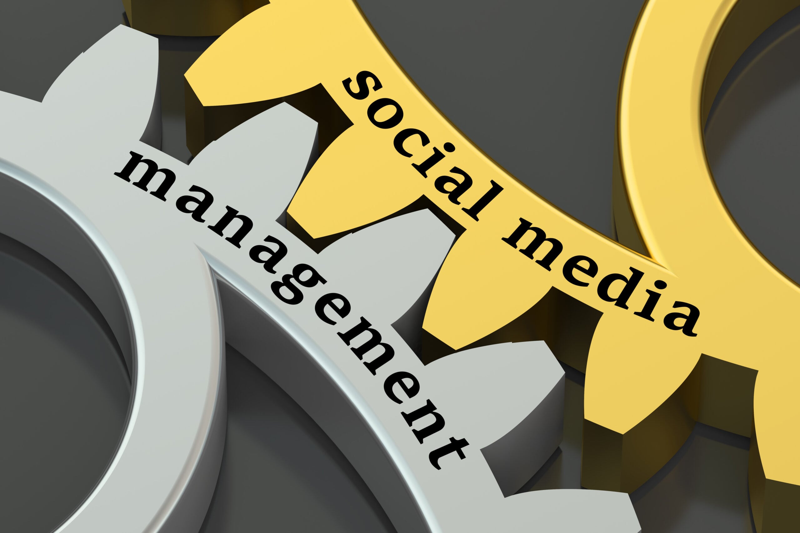 social media management concept isolated on black background.