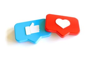 Like and heart emojis