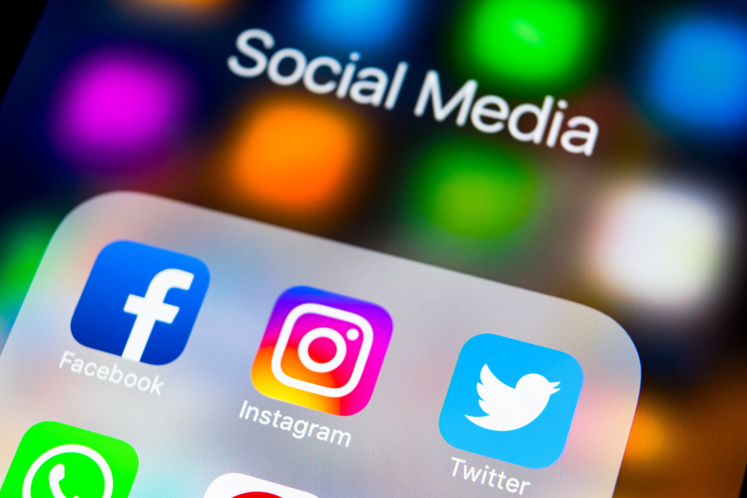 Close-up of socials on phone